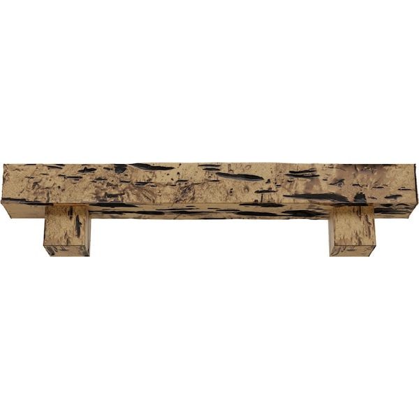 Kit W/ Alamo Corbels, NaturaL Golden Oak, 6H X 6D X 84W Pecky Cypress Faux Wood Fireplace ManteL